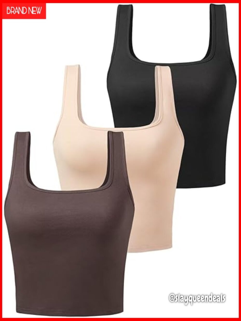 3 Pack Cotton Spandex Crop Tank Tops Racerback Workout Yoga Running Gym
